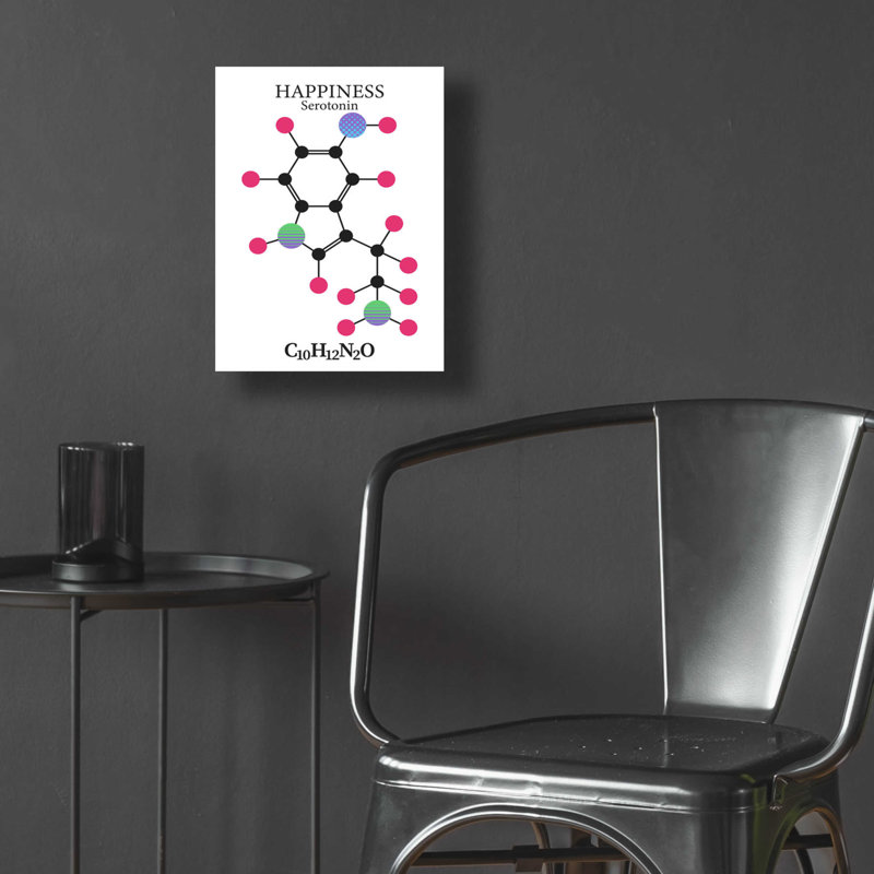 «Serotonin Molecule», art mural en verre acrylique, H 16 po x l 12 po x P 0,13 po