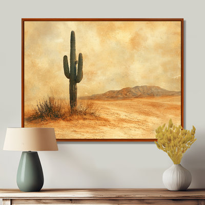 Minimalisme, cactus dans le désert, vent I - art mural grand cactus