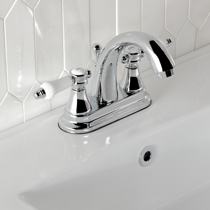 Robinet de salle de bain central à 4 poignées à 3 trous à fixation sur le comptoir avec laiton escamotable Kingston