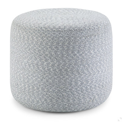 Pouf rond de 20 pouces de largeur en coton tressé bleu et naturel