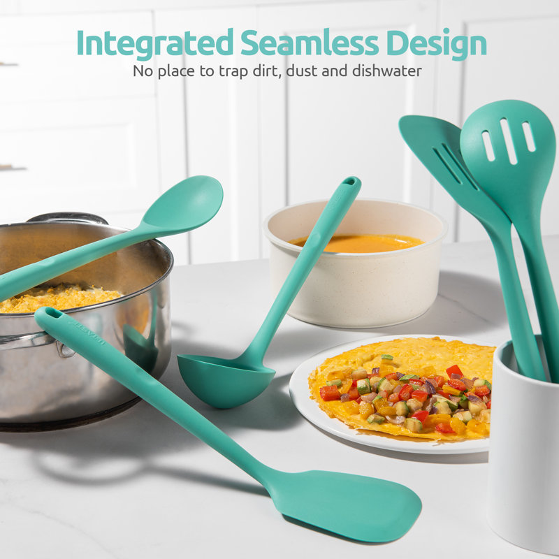 U-Taste 600ºF Heat Resistant Silicone Cooking Utensil Set: BPA-Free Non Stick Rubber Kitchen Tools, Teal