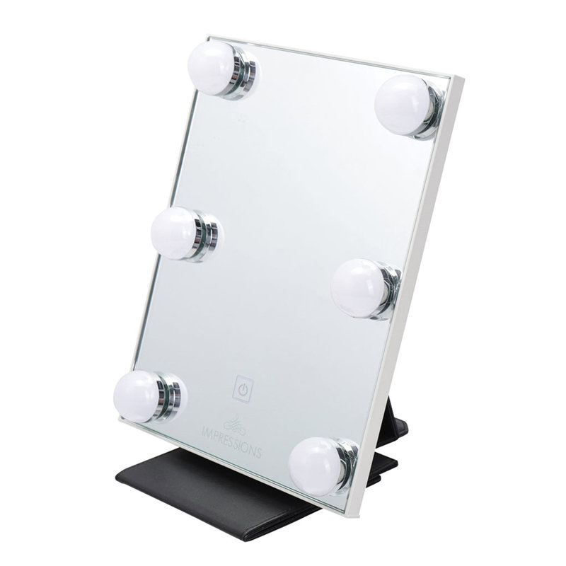 Lumière Touch Pad Mini LED Makeup Mirror with Adjustable Brightness Soft Touch Sensor Switch