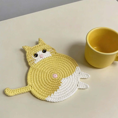 knitted coaster 7PCS Cute   For Drinks  Handwoven Absorbent Crochet  Funny  Butt   For  Mom/  Home  Kitchen Decor