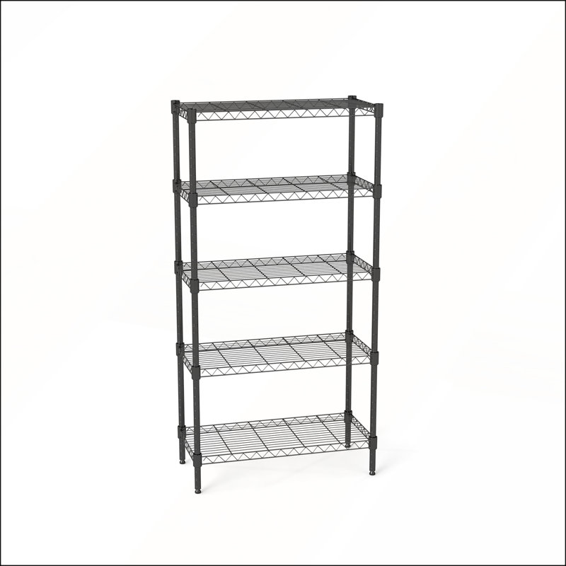 Étagère à 5 niveaux réglable en fil métallique robuste pour une utilisation polyvalente à la maison et au travail, Black