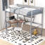 Lit mezzanine double en métal avec bureau et tablette de rangement, lit station de travail argenté pour les adolescents, un dortoir ou une chambre à coucher-1150877692-1150877689