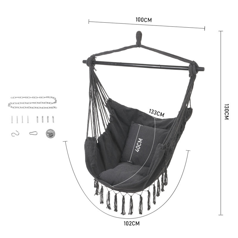 Angelastro Garden Canvas Hanging Chair, Black