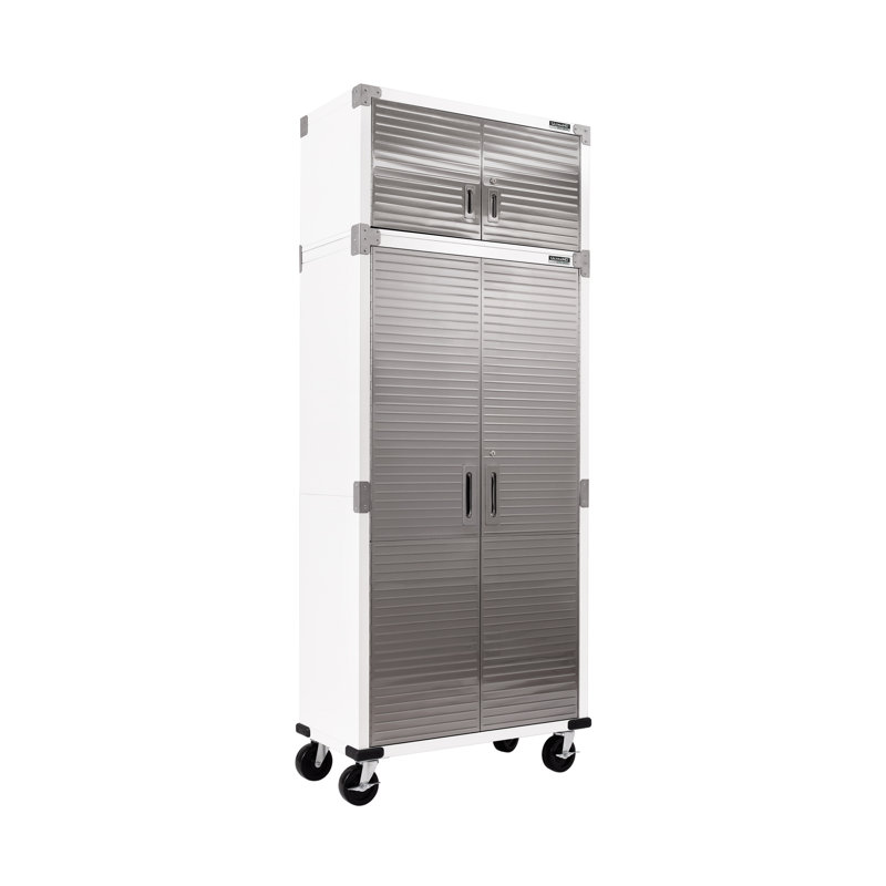 Seville Classics UltraHD 2 Piece Stainless Steel Storage System, 90" H x 36" W x 18" D, White