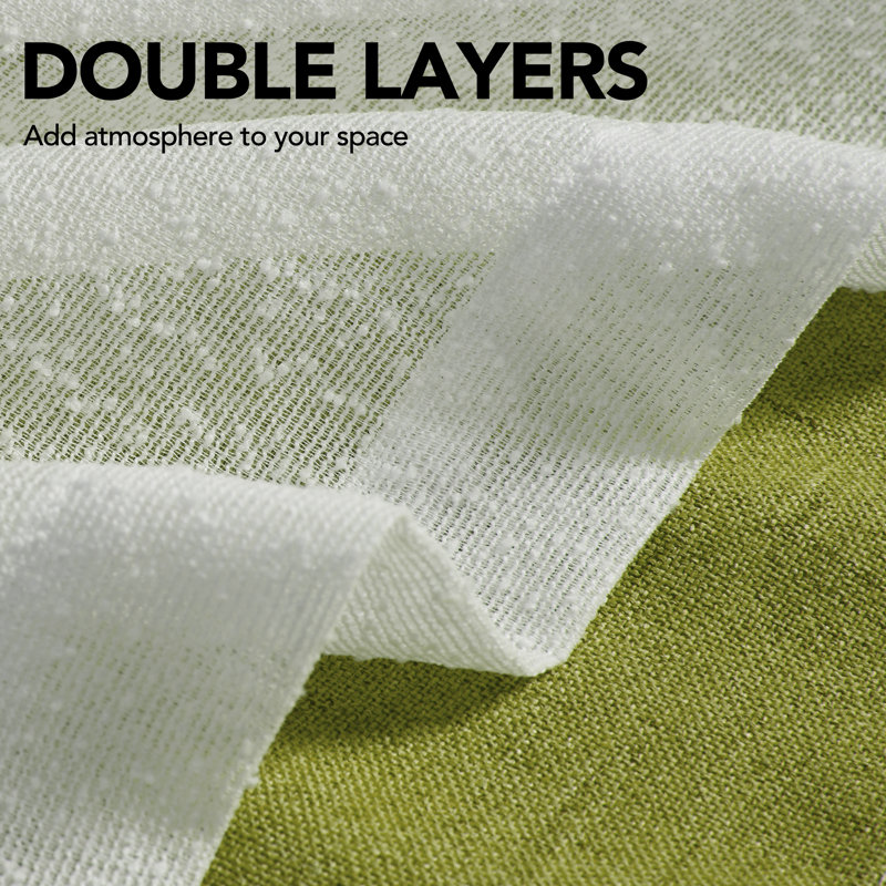 Double Layer Valance, Rustic Overlay Rod Pocket Window Valance (Set of 2), Green, 42" W x 19" L