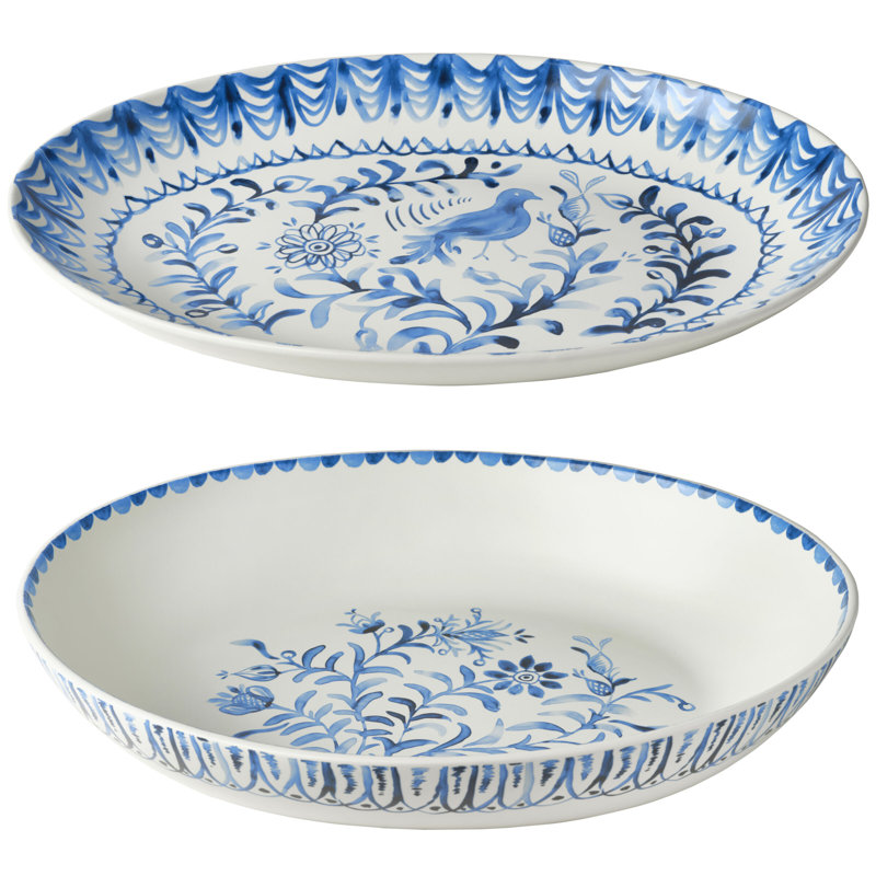 Fitz And Floyd Sicily Blue Serve Bowl Platter Set