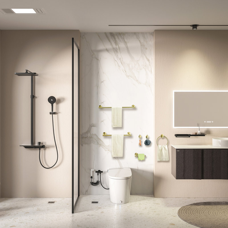 Ensemble de quincaillerie de salle de bain 6 pièces, Or brossé