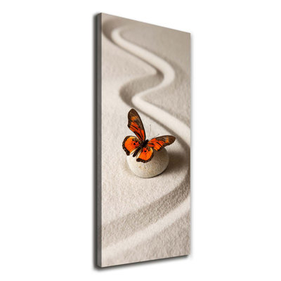Zen Stone And Butterfly - Wrapped Canvas Print