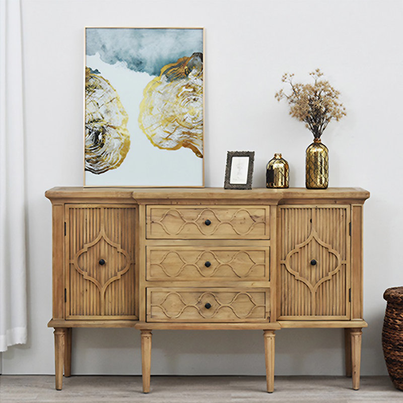 Buffet décoratif de style champêtre, Bois naturel