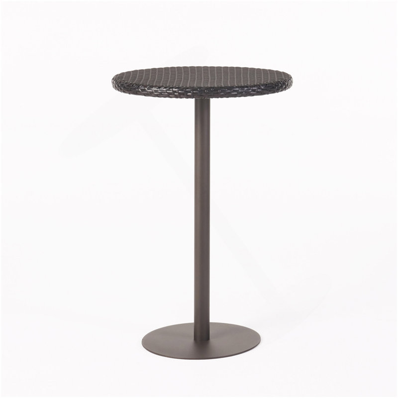 Table de bar d'extérieur ronde en rotin de polyéthylène de 26 po, Multibrown