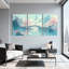 Paysage et nature, paysage de rêve avec fleurs de cerisier et pont, ensemble de 3 impressions sur toile-1723554021
