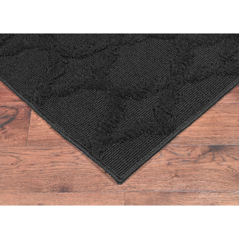 Tapis rectangulaire touffeté à motif géométrique noir, Rectangle 12' x 15'