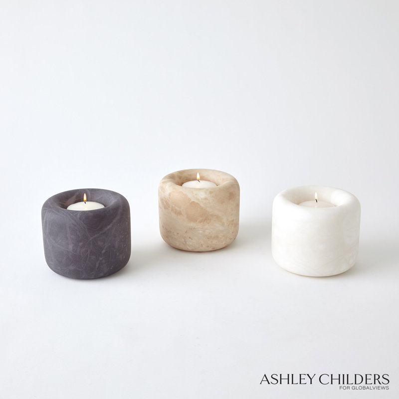 Alabaster Ring Bowl-Grey-Tall, Grey