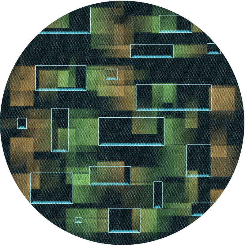 Tapis abstrait vert / noir Aeriana, Rond 8 pi