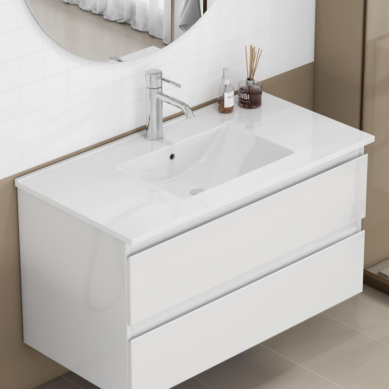 Lavabo de salle de bain en céramique pour meuble-lavabo 36 po