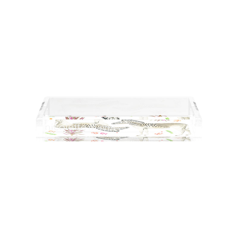 Plateau décoratif rectangulaire double zébré, L 12,5 po x P 7,75 po x H 2 po