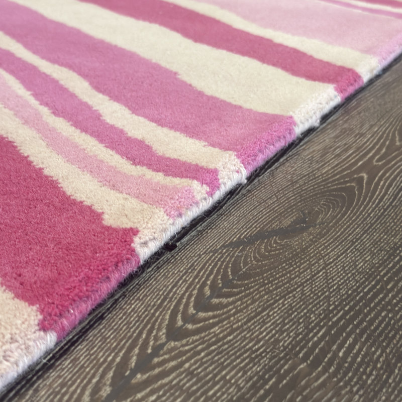 Tapis intérieur crème moderne et rose touffeté à la main Millwood