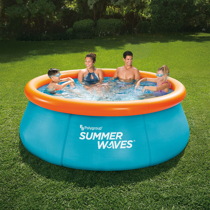 Summer Waves Plastic Round Kiddie Pool 30'' H x 8'' W x 8'' L , with Pump Included