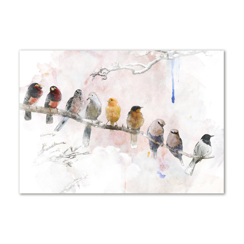 Birds on the Branch 1 Piece Wrapped Canvas Wall Art