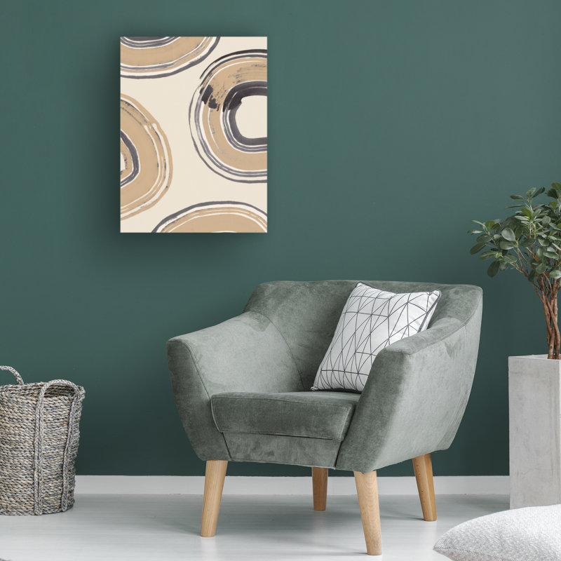 Beige and Black Abstract Circles Canvas Wall Art