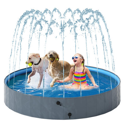 2-in-1 Collapsible Dog & Kids Pool with Sprinkler