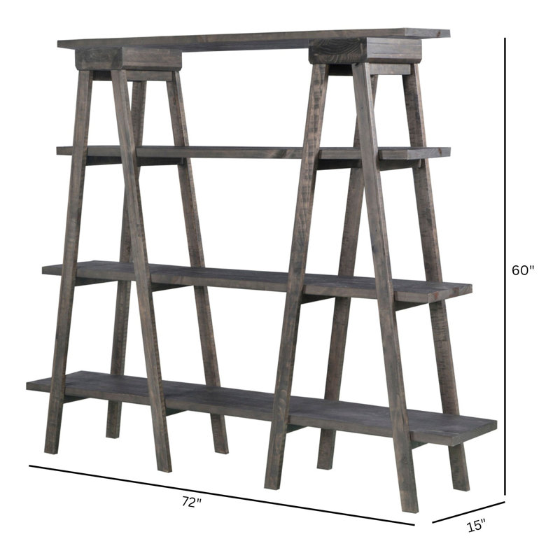 Desk With Bookshelf, Weathered Charcoal, 2 Pieces: Desk, Bookshelf