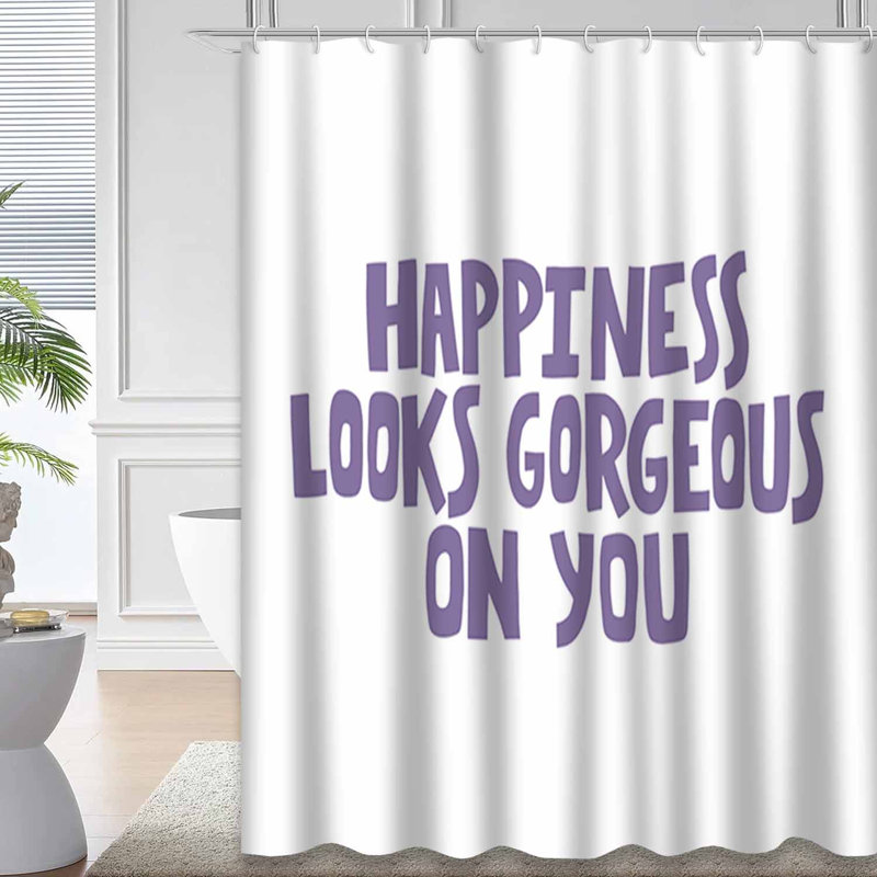 Rideau de douche Happiness Lettrage, L 72 po x l 78 po