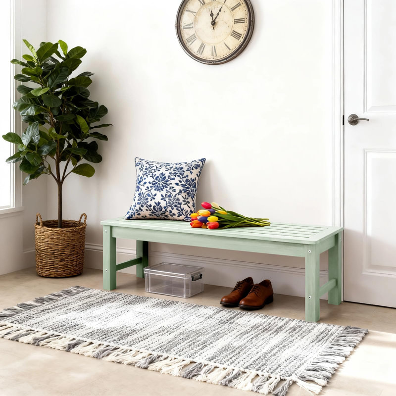 Banc d'extérieur sans dossier, banc de jardin robuste et durable, Vert, 1