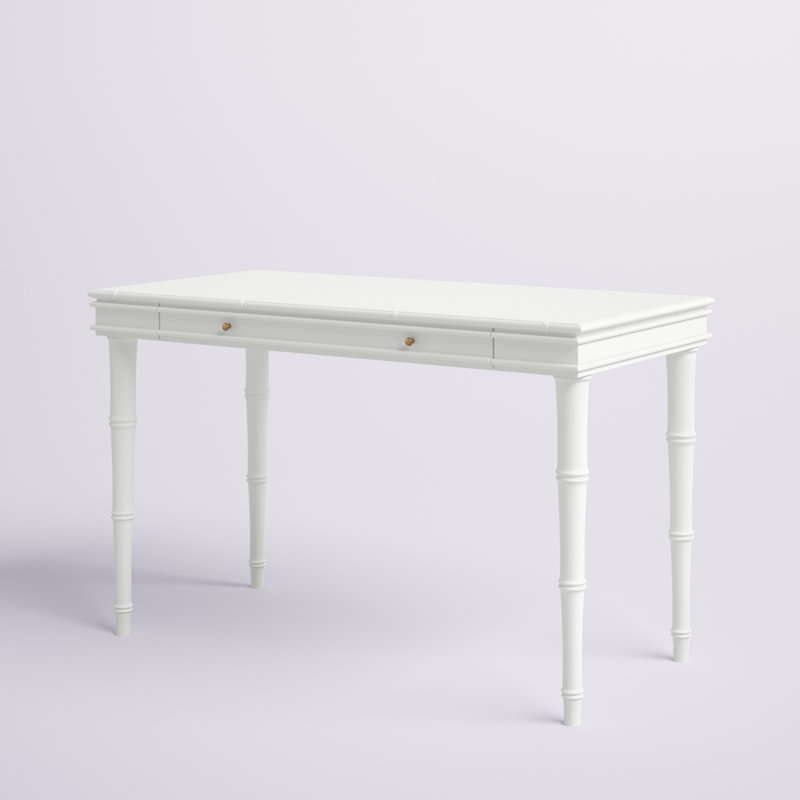 Modern Charboneau Writing Desk – Elegant Solid Wood with Tapered Legs & Soft-Close Drawer for Home, White