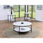 Table basse moderne en faux marbre avec tablette de rangement inférieure, salon