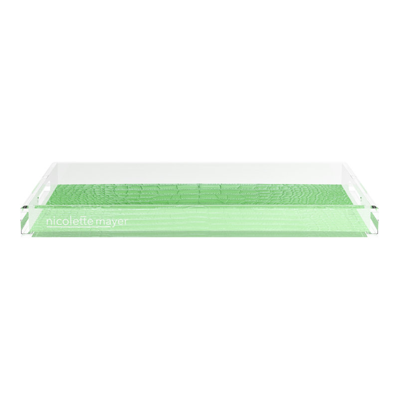 Plateau décoratif crocodile rectangulaire en acrylique, L 22,5 po x P 14,5 po x H 2 po, Vert