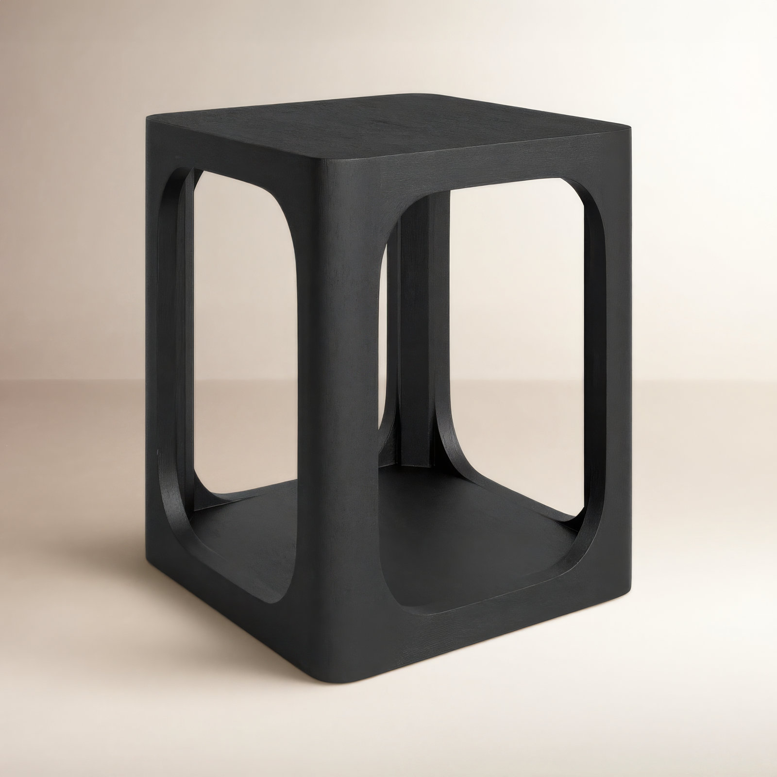 Sybil Solid Wood End Table, 22" x 18", Black