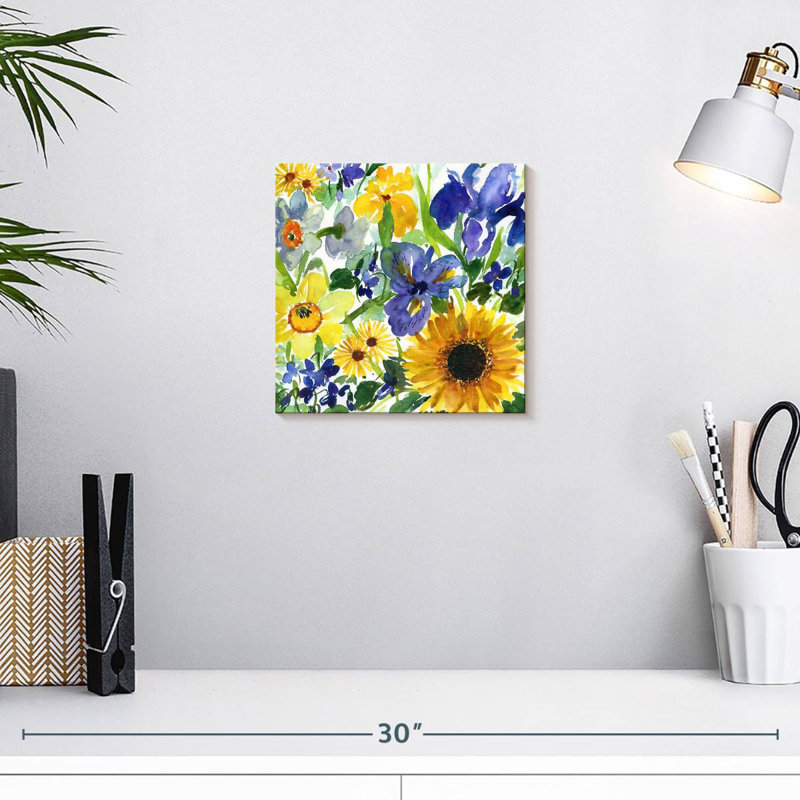 Harnek jonquille iris et tournesol, H 10 po x l 10 po