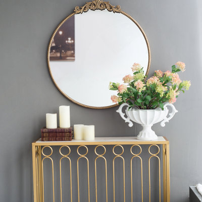 Miroir rond, miroir mural avec cadre en métal pour salle de bain