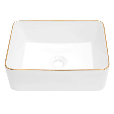 Lavabo de salle de bain rectangulaire en céramique blanche 16X12 pouces