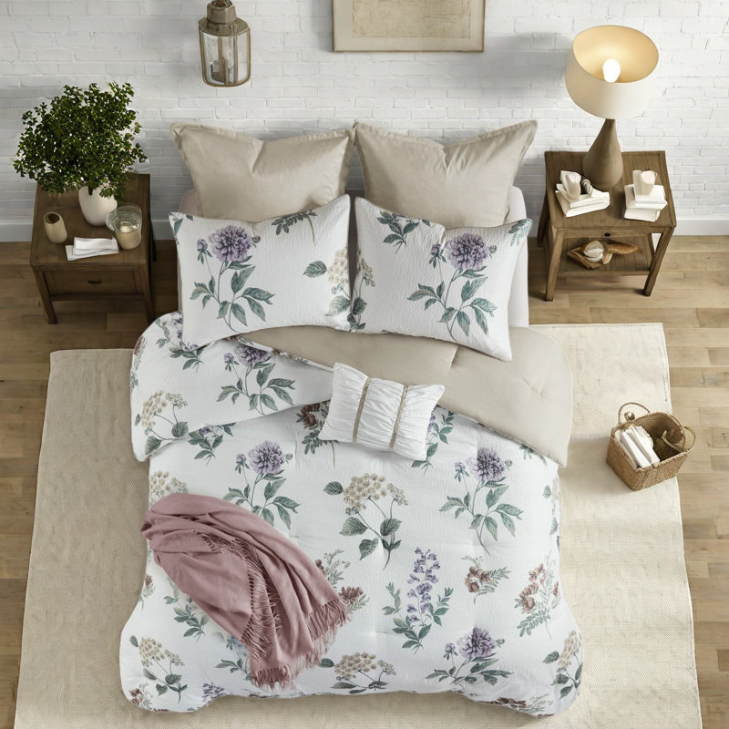 Cozy 7 Piece Bedding Sets Polyester Seersucker Farmhouse Home