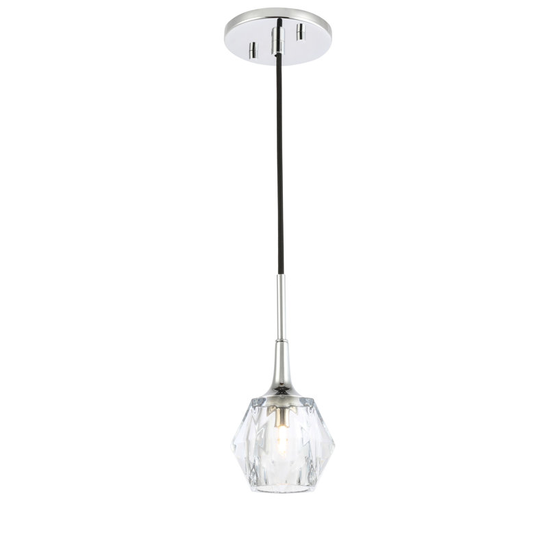 Luminaire suspendu géométrique à 1 lumière Romona, Chrome, Halogène