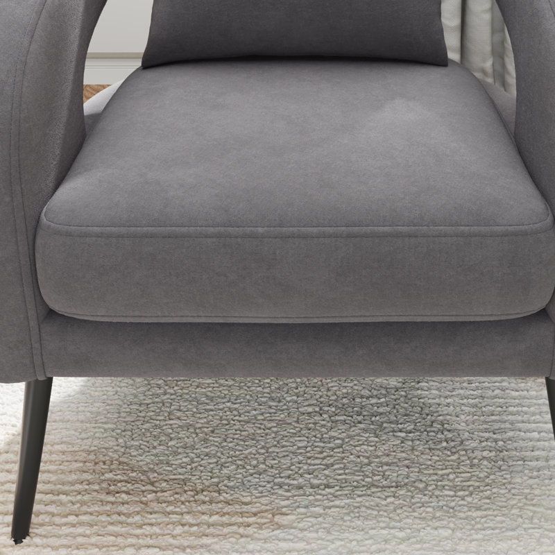 Ensemble de meubles 3 pièces, causeuse l 53,7 po avec 2 chaises de lecture et coussins, Gris anthracite