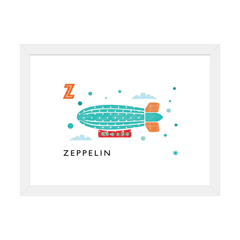 Z Is for Zeppelin - imprimé, Blanc, H 24 po x l 32 po x P 1 po, Papier encadré blanc