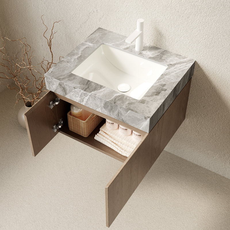 Meuble-lavabo et lavabo de salle de bain, Light Brown, Light Grey, Single Hole