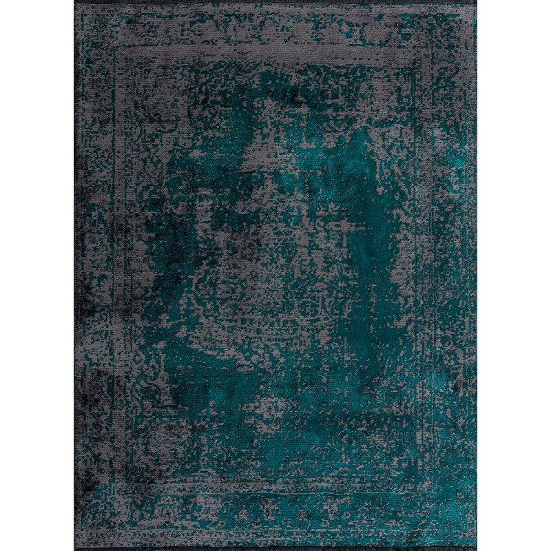 Rapture Teal/Charcoal Oriental Luxury Area Rug, Rectangle 7'10" x 11'2"