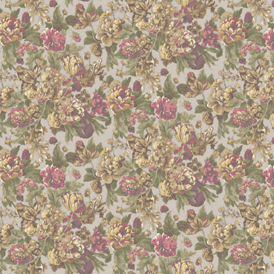 Textured Old Fashion Wallpaper Floral Roll