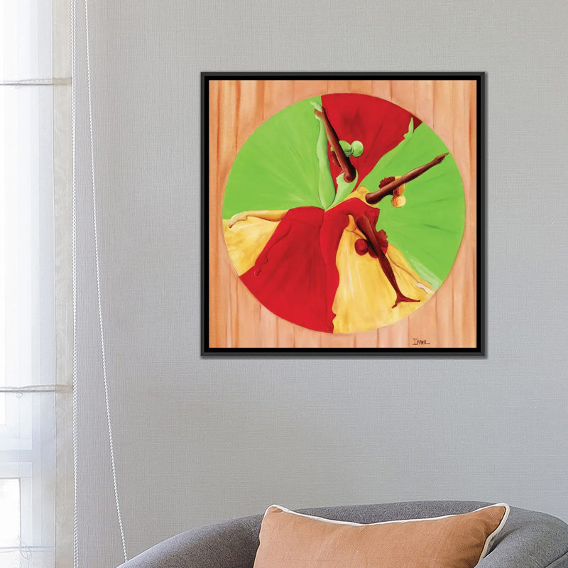 « danse circle », impression sur toile, H 18 po x l 18 po x P 1,5 po, Toile avec cadre noir, Pas de tapis