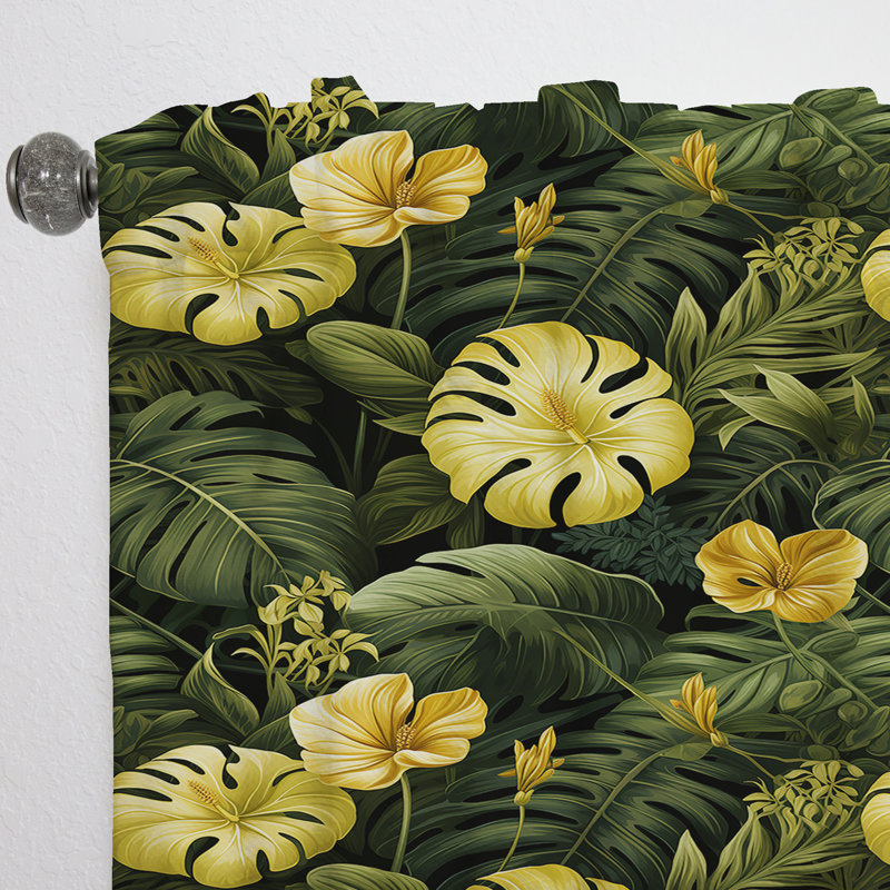 Monstera - motif tropical magique I - Rideau floral - Velours obscurcissant - 1 panneau, L 52 po x L 108 po