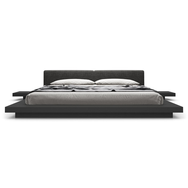 Bardella Vegan Leather Standard Bed, Queen, Wenge/Carbon Fabric