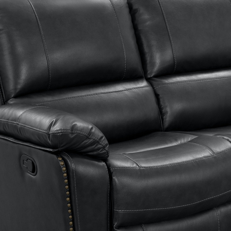 Fauteuil inclinable standard en cuir véritable de 40,5 po de largeur igipa, Cuir noir