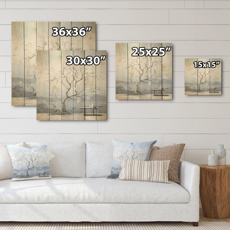 Érable blanc et gris Horizon - érable sur bois, art sur bois de pin naturel, H 30 po x l 30 po